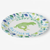 Kinder Dinosaur Birthday Party Pattern Green Dino Papieren Bordje (Gekanteld)