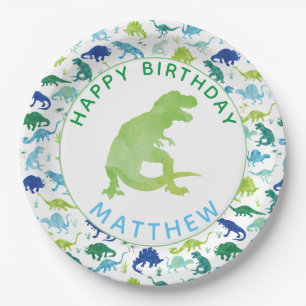 Kinder Dinosaur Birthday Party Pattern Green Dino Papieren Bordje