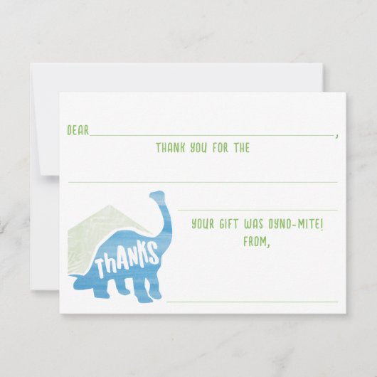 Kinder Dinosaur Birthday vult blanco dank in Notitiekaartje (Voorkant)