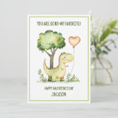 Kinder Dinosaur Boys School Classroom Valentijn Feestdagenkaart (Staand voorkant)