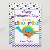 Kinder Dinosaur Dino-Mite Valentijnsdag Feestdagenkaart (Voorkant / Achterkant)