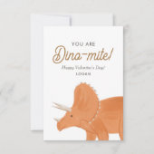Kinder Dinosaur Dinomite Classroom Valentine Dag Notitiekaartje (Voorkant)