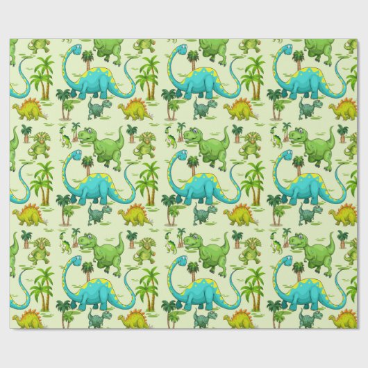 Kinder Dinosaur Fun Cadeaupapier (Vlak)