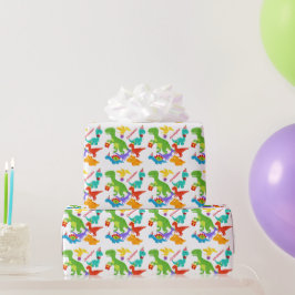 Kinder Dinosaur gepersonaliseerde verjaardag Cadeaupapier