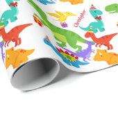 Kinder Dinosaur gepersonaliseerde verjaardag Cadeaupapier (Rol Hoek)