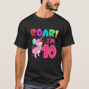 Kinder dinosaur meisje roar Im 10 jaar oud 10 jaar T-shirt