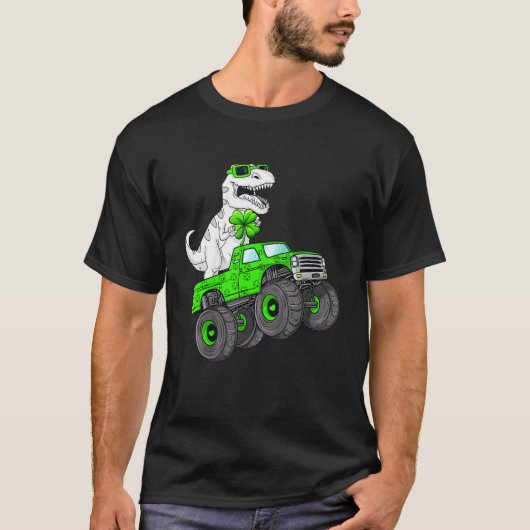 Kinder Dinosaur Monster Truck T Rex St Patricks Da T-shirt (Voorkant)