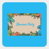 Kinder Dinosaur Party Square Sticker (Voorkant)