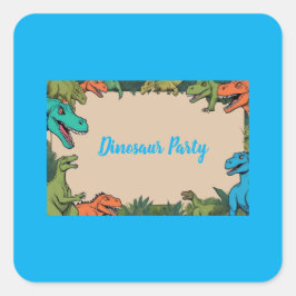 Kinder Dinosaur Party Square Sticker