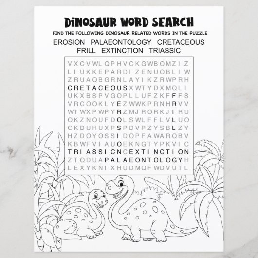 Kinder Dinosaur Puzzle Word Search (Achterkant)