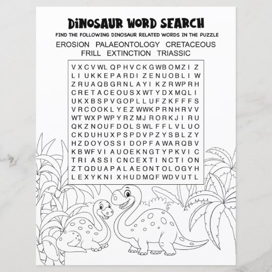 Kinder Dinosaur Puzzle Word Search (Voorkant)
