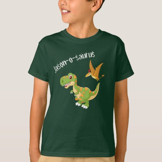 Kinder Dinosaur T-Rex voegt Naam T-Shirt toe (Voorkant)