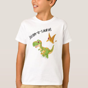 Kinder Dinosaur T-Rex voegt Naam T-Shirt toe