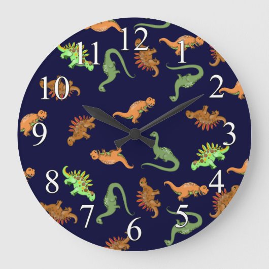 Kinder Dinosaur-wandklok Grote Klok (Voorkant)
