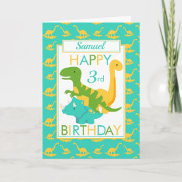 Kinder Dinosaurus 3e verjaardag blauw Kaart