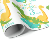 Kinder dinosaurus 3e verjaardag cadeaupapier (Rol Hoek)