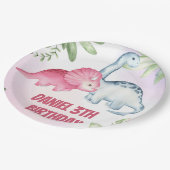 Kinder dinosaurus 3e verjaardagsfeest papieren bordje (Gekanteld)