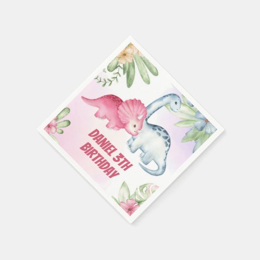 Kinder dinosaurus 3e verjaardagsfeest servet (Hoek)