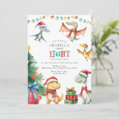 Kinder dinosaurus achtste verjaardag kaart (Staand voorkant)