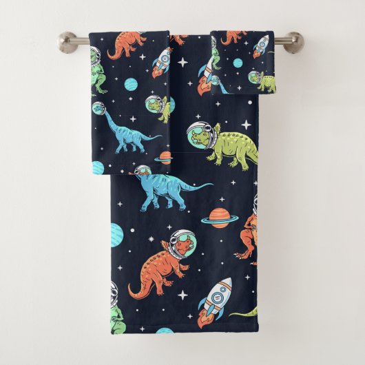 Kinder dinosaurus astronautenpatroon bad handdoek (Insitu)