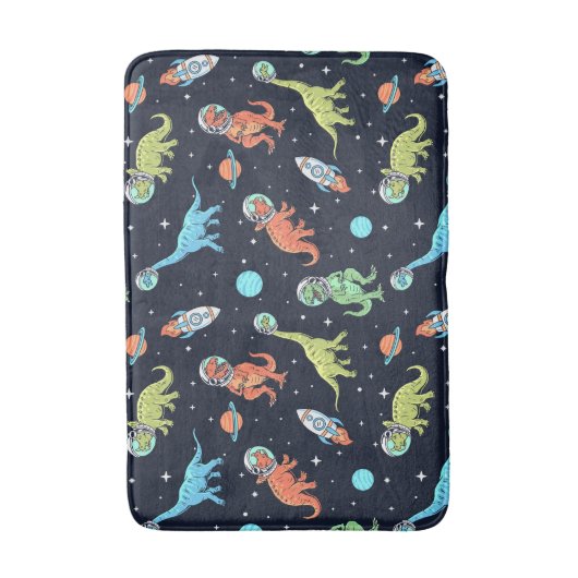 Kinder dinosaurus astronautenpatroon badmat (Voorkant Verticaal)
