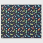 Kinder dinosaurus astronautenpatroon cadeaupapier (Vlak)