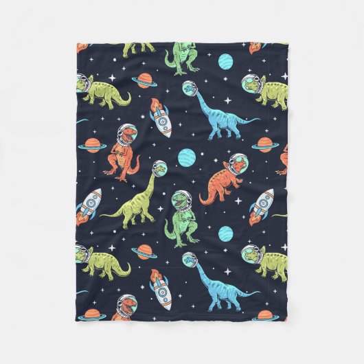 Kinder dinosaurus astronautenpatroon fleece deken (Voorkant)