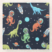 Kinder dinosaurus astronautenpatroon glazen onderzetter (Voorkant)