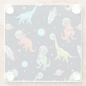 Kinder dinosaurus astronautenpatroon glazen onderzetter (Achterkant)