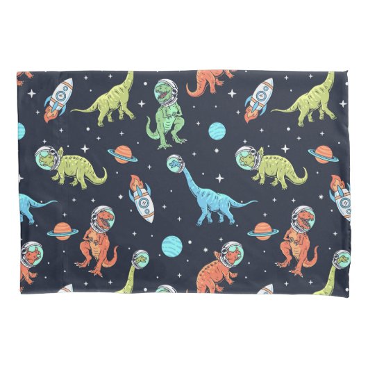 Kinder dinosaurus astronautenpatroon kussensloop (Voorkant-Links)