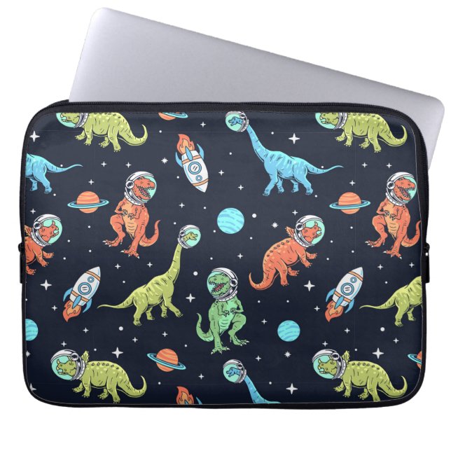 Kinder dinosaurus astronautenpatroon laptop sleeve (Voorkant)