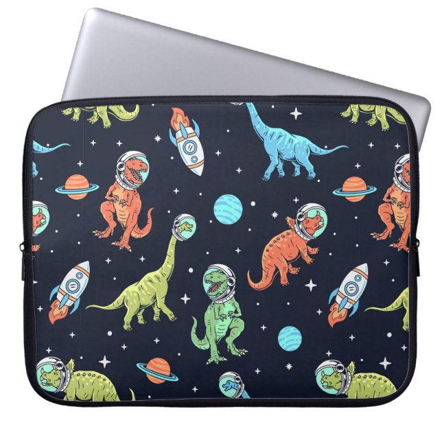 Kinder dinosaurus astronautenpatroon laptop sleeve (Voorkant)