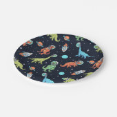 Kinder dinosaurus astronautenpatroon papieren bordje (Gekanteld)