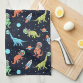 Kinder dinosaurus astronautenpatroon theedoek (Quarter Fold)