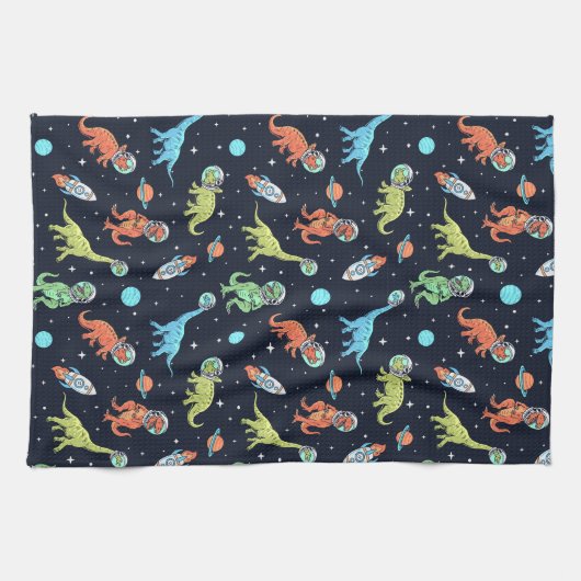 Kinder dinosaurus astronautenpatroon theedoek (Horizontaal)