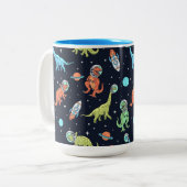 Kinder dinosaurus astronautenpatroon tweekleurige koffiemok (Voorkant links)