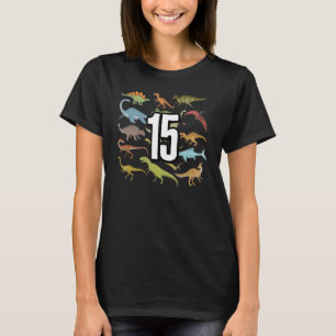 Kinder dinosaurus Birthday rex voor 15 jaar oud 15 T-shirt