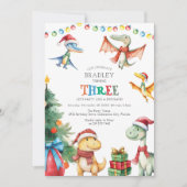 Kinder dinosaurus derde verjaardag kaart (Voorkant)