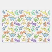 Kinder Dinosaurus Dier Wit Kleur Verjaardagscadeau Inpakpapier Vel (Voorkant 2)