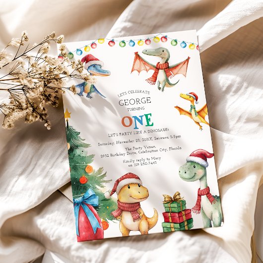 Kinder dinosaurus eerste verjaardagsfeestje kaart