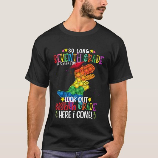 Kinder dinosaurus fidget Speelgoed zo lang 7e klas T-shirt (Voorkant)