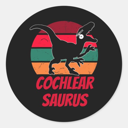 Kinder Dinosaurus Gehoorverlies Bewustzijn Cochlea Ronde Sticker (Voorkant)