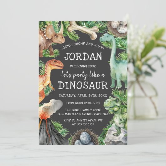 Kinder dinosaurus kaart (Staand voorkant)