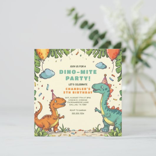 Kinder dinosaurus kaart (Staand voorkant)