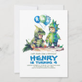 Kinder Dinosaurus Kostuums Feest Verjaardag Kaart (Voorkant)