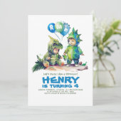 Kinder Dinosaurus Kostuums Feest Verjaardag Kaart (Staand voorkant)