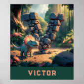 *~* Kinder Dinosaurus Monogram AP71 Letter V Poster (Voorkant)
