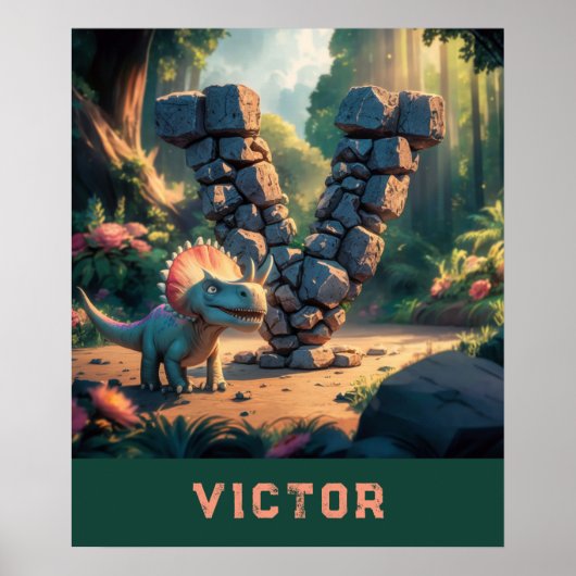 *~* Kinder Dinosaurus Monogram AP71 Letter V Poster (Voorkant)