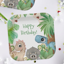 Kinder dinosaurus papieren bordje
