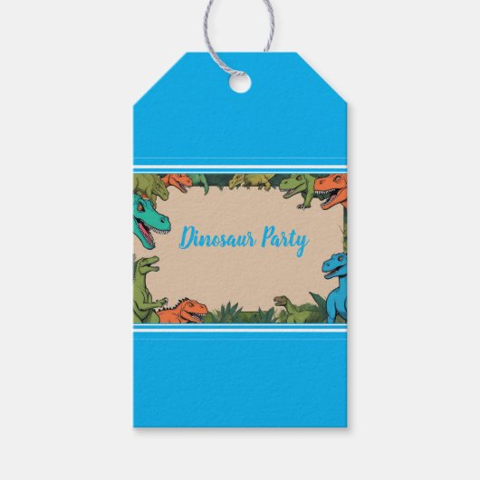 Kinder Dinosaurus Party Gift Label Cadeaulabel (Voorkant)